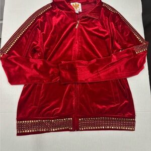 Ameri Mode Vintage Red Velour Women's Track Suit.